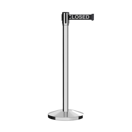 Retractable Belt Barrier Stanchion, 2 Pol.Steel Post  9' Line...Belt